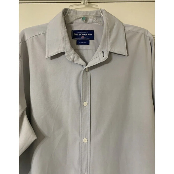 Mizzen + Main Trim Fit Light Blue Button Front Shirt Size XXL (K6) - Picture 2 of 7